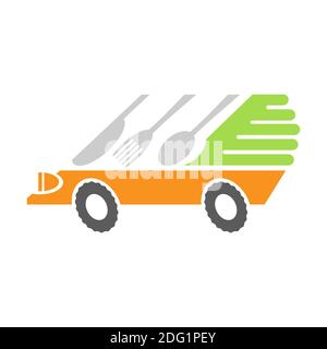 Food Icon for Cafe. Fork Spoon Knife Logo Design Isolated on White Background Stock Vector