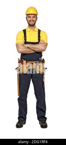Classic pose of young caucasian confident handyman Stock Photo