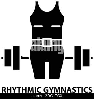 rhythmic gymnastics icon, black vector sign with editable strokes, concept illustration Stock Vector