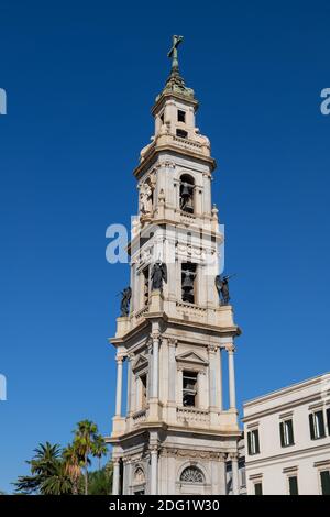 Bell tower of the Pontifical Shrine of the Blessed Virgin of the Rosary of Pompei in Pompeii, Italy Stock Photo