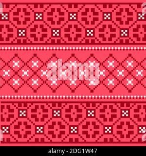 Knitted christmas seamless pattern in red. Stock Vector