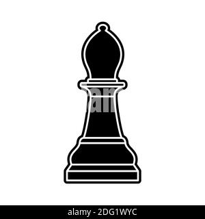 Black chess bishop piece on white background Stock Vector