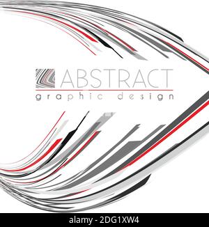 Abstract template of page with black, red and gray thin stripes. Vector graphic design layout Stock Vector