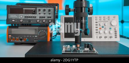 Measuring instruments in a modern physics research laboratory. High quality photo Stock Photo
