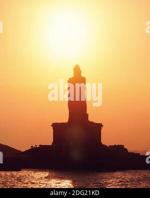 Thiruvalluvar statue in sun rise, Kanyakumari, India Stock Photo