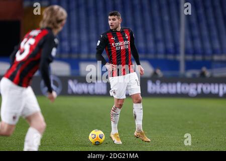 Theo Hernandez (AC Milan) during UC Sampdoria vs AC Milan, Italian football Serie A match, Genova, Italy, 06 Dec 2 - Photo .LM/Francesco Scaccianoce Stock Photo