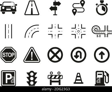 Traffic Icons Black & White Set Big Stock Vector