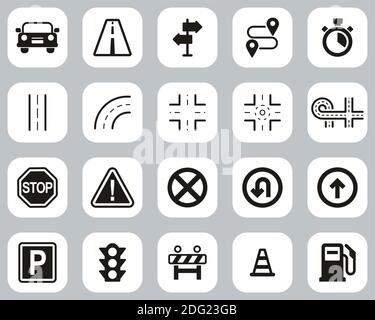 Traffic Icons Black & White Flat Design Set Big Stock Vector