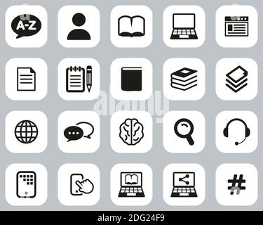 Translation Or Translator Icons Black & White Flat Design Set Big Stock Vector
