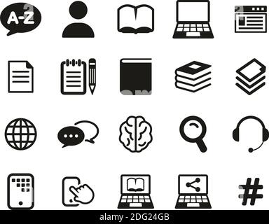 Translation Or Translator Icons Black & White Set Big Stock Vector