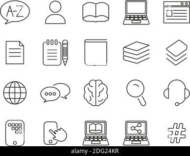 Translation Or Translator Icons Black & White Thin Line Set Big Stock Vector
