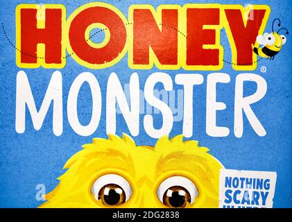 Honey Monster Wheat Puffs Cereal Stock Photo