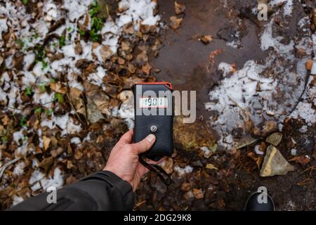 the level of radiation in the amusement park of the abandoned city of pripyat Stock Photo