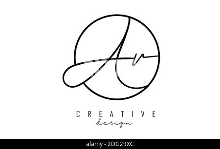 Handwriting letters AR A R logo design with simple circle vector illustration. Creative icon with letter A and R. Stock Vector