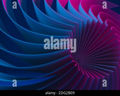 Abstract digital graphic pattern, neon colored spiral structure, vibrant design background, 3d rendering illustration Stock Photo