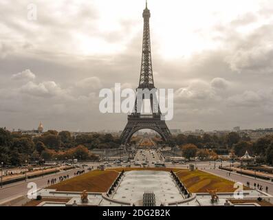 Tour Eiffel, Paris. Wonderful view of famous Tower from Trocadero Gardens Stock Photo