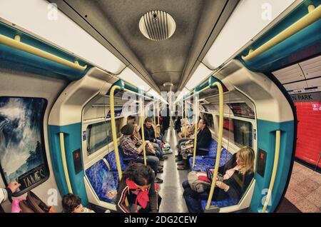 LONDON - SEP 29: View of Underground station, September 29, 2012 in Lodon. London Underground is the 11th busiest metro system w Stock Photo