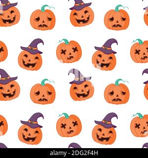 Halloween seamless pattern design with pumpkin Stock Vector