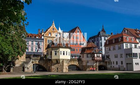 Esslingen am Neckar, Innere Brücke mit Brückenpfeilerhäuschen Stock Photo