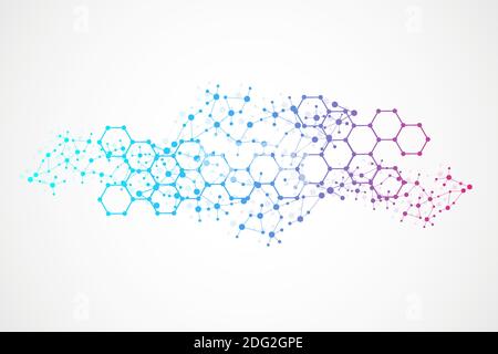 Structure molecule and communication. Dna, atom, neurons. Scientific concept for your design. Connected lines with dots. Medical, technology Stock Vector