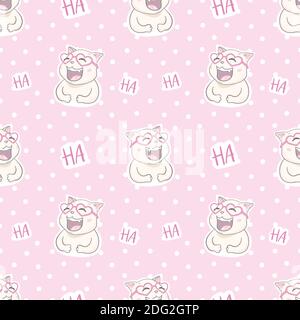 vector cat pattern, cat illustration seamless, Graphic Design pattern Stock Vector