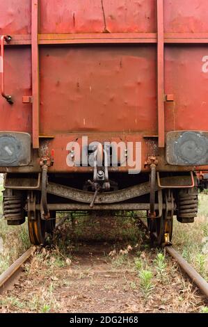 Old trains parking at trainstation Stock Photo