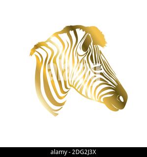 Golden Zebra silhouette. Vector illustration Stock Vector