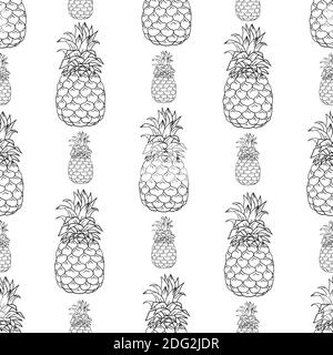 Seamless pattern with pineapples. Graphic stylized drawing. Vector illustration Stock Vector