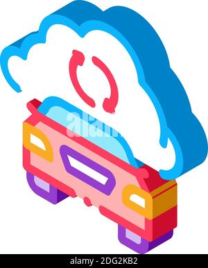 smart car connection cloud isometric icon vector illustration Stock Vector