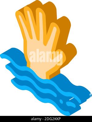 saving drowning man isometric icon vector illustration Stock Vector