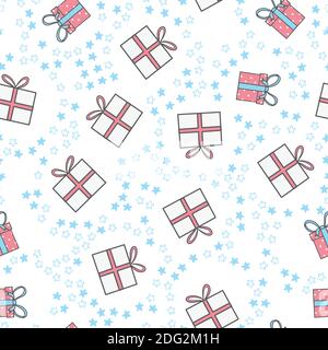 Seamless vector pattern with gift boxes Stock Vector
