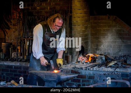 Blacksmith at work, Fort Langley National Historic Site of Canada, Fort Langley, British Columbia, Canada Stock Photo
