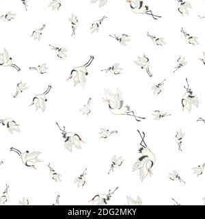 crane, pattern, birds, vector, illustration Stock Vector