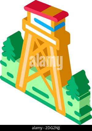 rescue forest tower isometric icon vector illustration Stock Vector