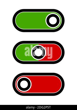 On Off Switch Button or Slider Icon Set. Vector Image. Stock Vector