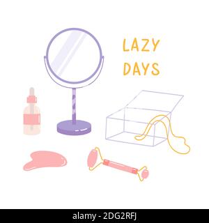 Skin care products for SPA.Massage gua sha set Stock Vector