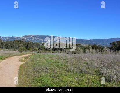 Scenic hiking path at Ellwood Beach Park in California. Stock Photo