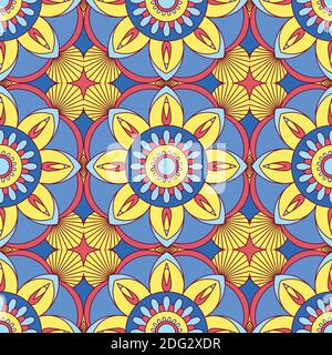 Seamless pattern. Mandala ornament vector. A symmetrical geometry color. Ethnic draw Stock Vector