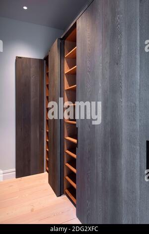 Gray wooden closets Stock Photo - Alamy