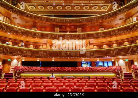Muscat, Oman, December 3, 2016: Interior view of Royal Opera House  in Muscat, Oman Stock Photo