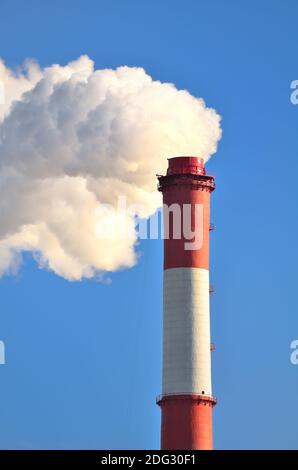 Industrial pipe with emission of a smoke (environmental problem) Stock Photo