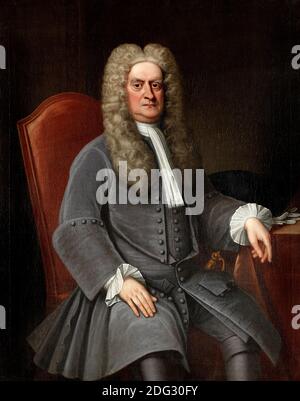ISAAC NEWTON (1642-1727) English mathematician, physicist, astronomer, theologian. Artist unknown. Stock Photo