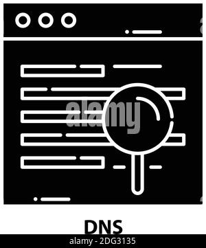 dns icon, black vector sign with editable strokes, concept illustration Stock Vector