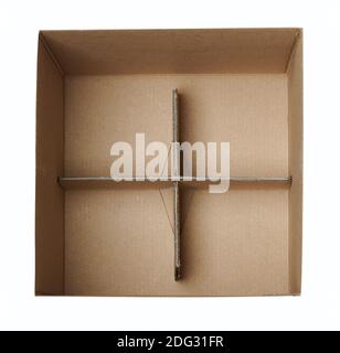 Open paper  carton box with compartment  isolated on white studio background Stock Photo