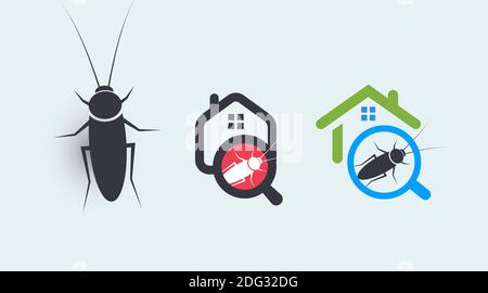 Pest control service logo concept set. House protection from insects symbols. Getting rid of home parasites vector graphic Stock Vector