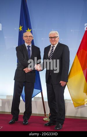 Foreign Minister Steinmeier receives EU Budget Commissioner Lewandowski Stock Photo