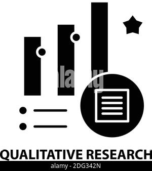 qualitative research icon, black vector sign with editable strokes, concept illustration Stock Vector