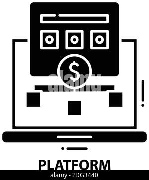 platform icon, black vector sign with editable strokes, concept illustration Stock Vector