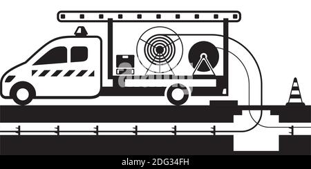 Tipper truck with wires and cables - vector illustration Stock Vector