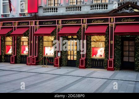 Exterior of Cartier store on Old Bond Street London with